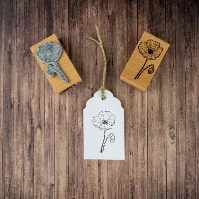 NEWSTAMPS Mohnblume Stempel - Großer Holzstempel Für Karten & Textil